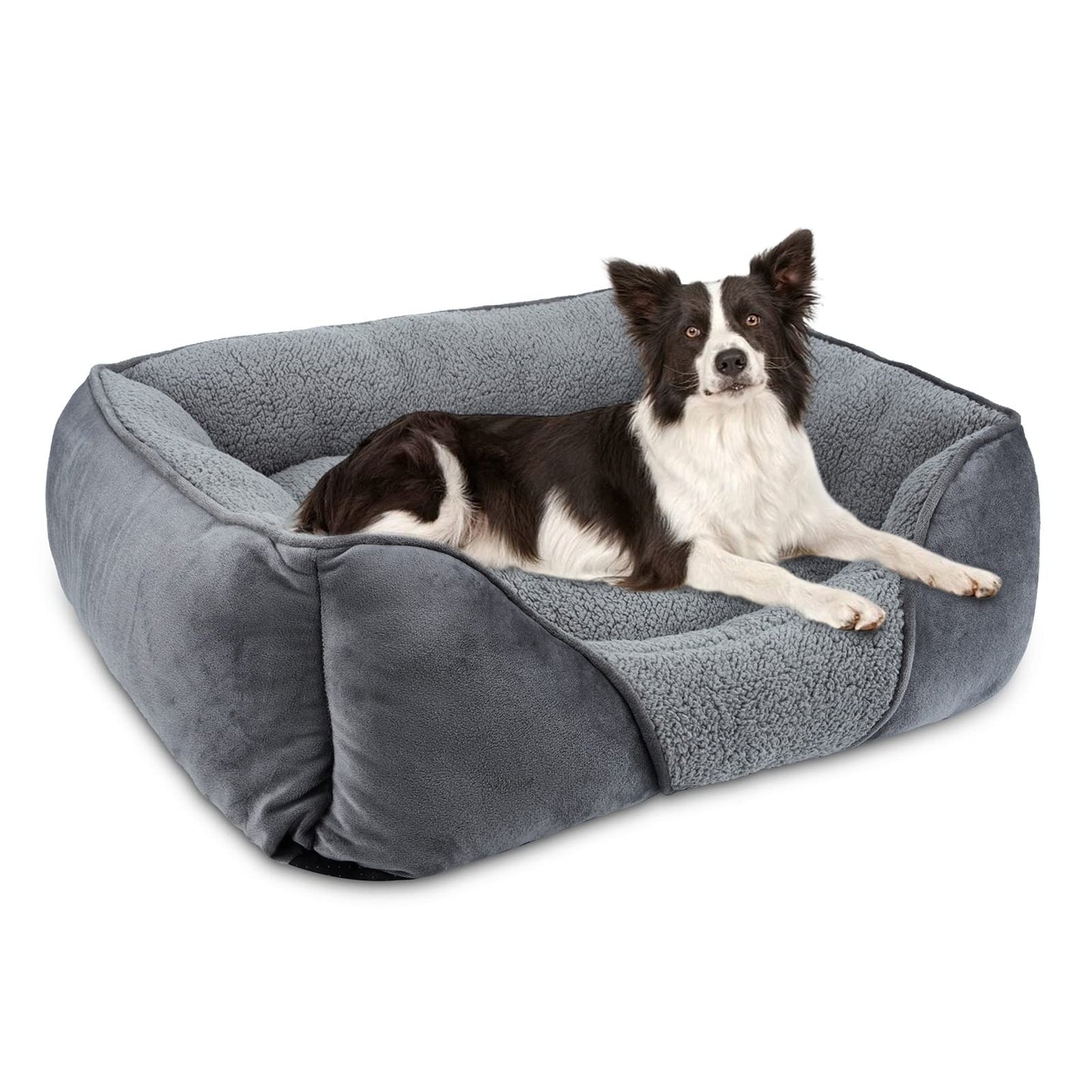 MIXJOY Medium Dog Bed, Washable Orthopedic Pet Bed with Soft Fleece, Anti-Slip Bottom, and Comfort Edge for Small, Medium & Large Breeds