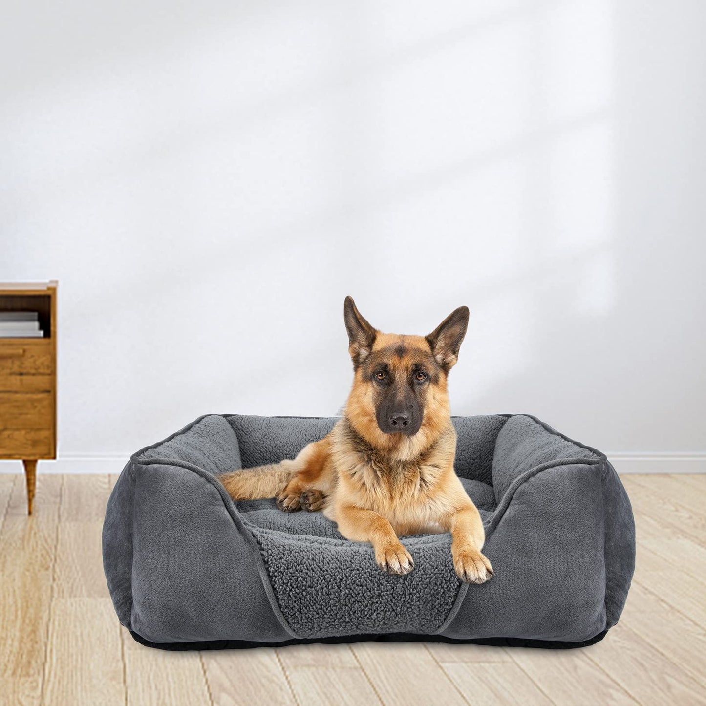 MIXJOY Medium Dog Bed, Washable Orthopedic Pet Bed with Soft Fleece, Anti-Slip Bottom, and Comfort Edge for Small, Medium & Large Breeds