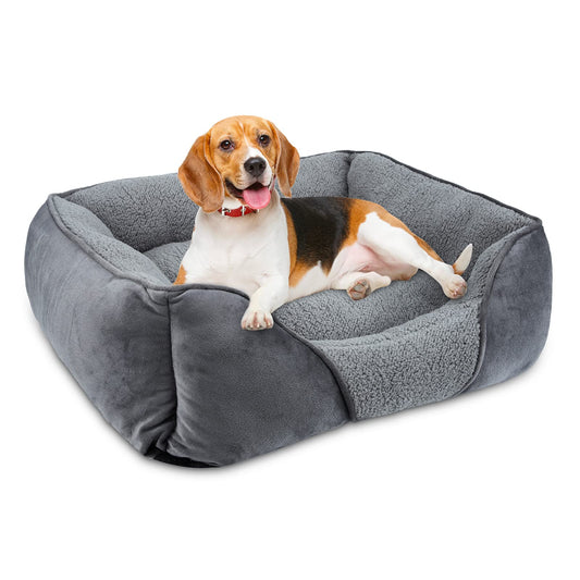 MIXJOY Medium Dog Bed, Washable Orthopedic Pet Bed with Soft Fleece, Anti-Slip Bottom, and Comfort Edge for Small, Medium & Large Breeds