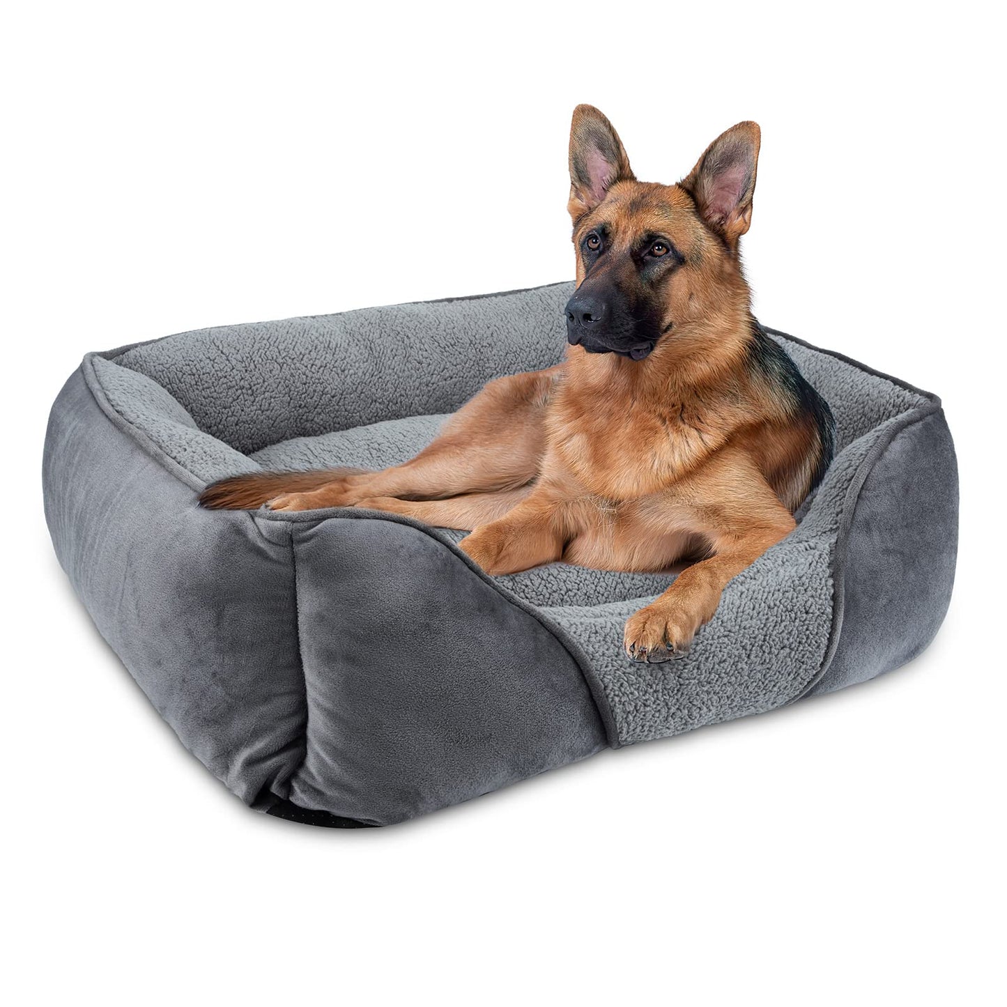 MIXJOY Medium Dog Bed, Washable Orthopedic Pet Bed with Soft Fleece, Anti-Slip Bottom, and Comfort Edge for Small, Medium & Large Breeds