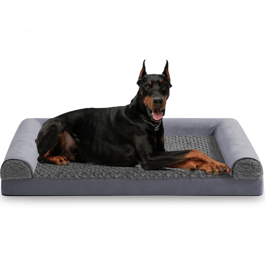 FURTIME, Orthopedic Memory Foam Dog Beds Sofa with Removable Flannel Cover, Washable Dog Bed, Great for Large Dogs