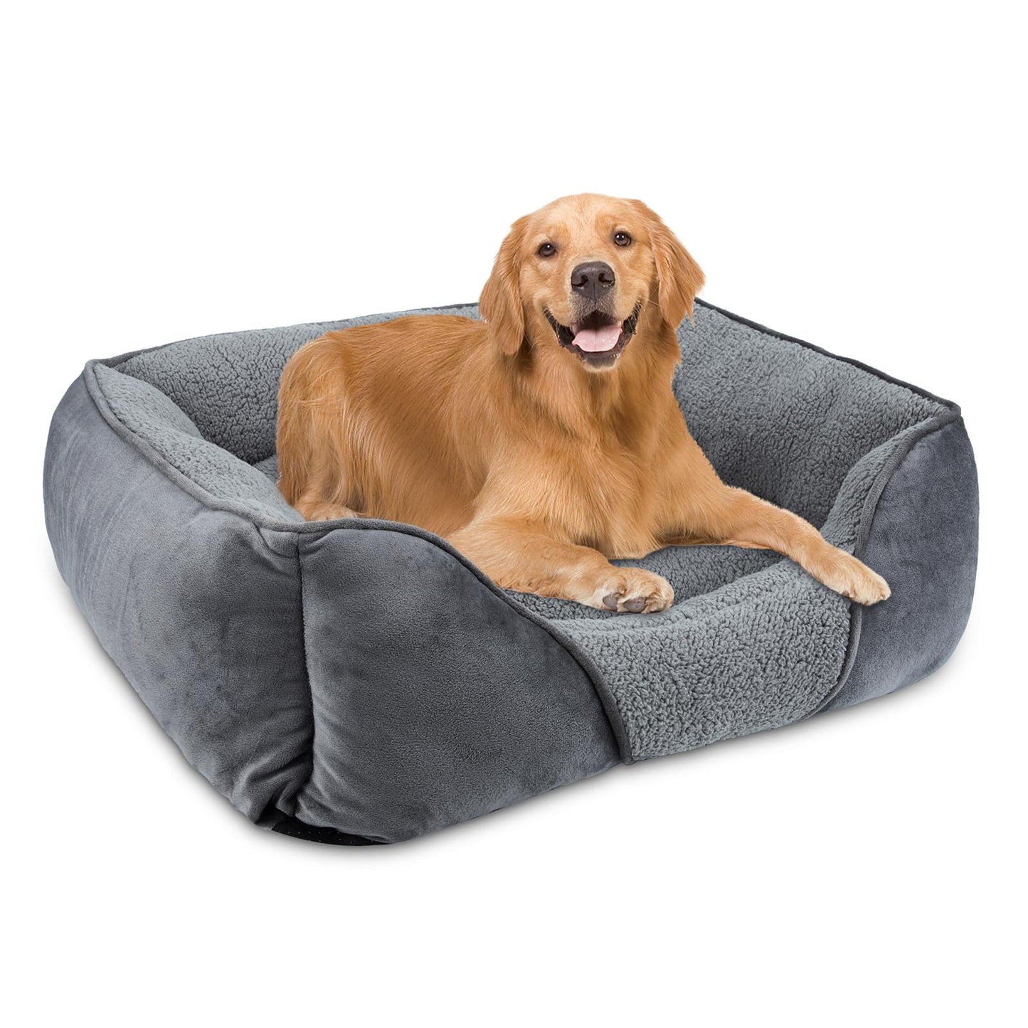 MIXJOY Medium Dog Bed, Washable Orthopedic Pet Bed with Soft Fleece, Anti-Slip Bottom, and Comfort Edge for Small, Medium & Large Breeds