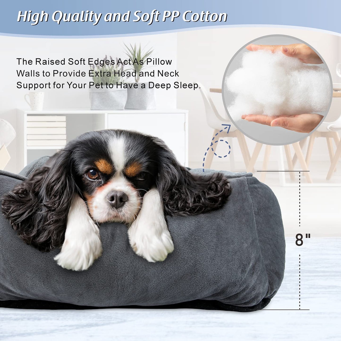 MIXJOY Medium Dog Bed, Washable Orthopedic Pet Bed with Soft Fleece, Anti-Slip Bottom, and Comfort Edge for Small, Medium & Large Breeds