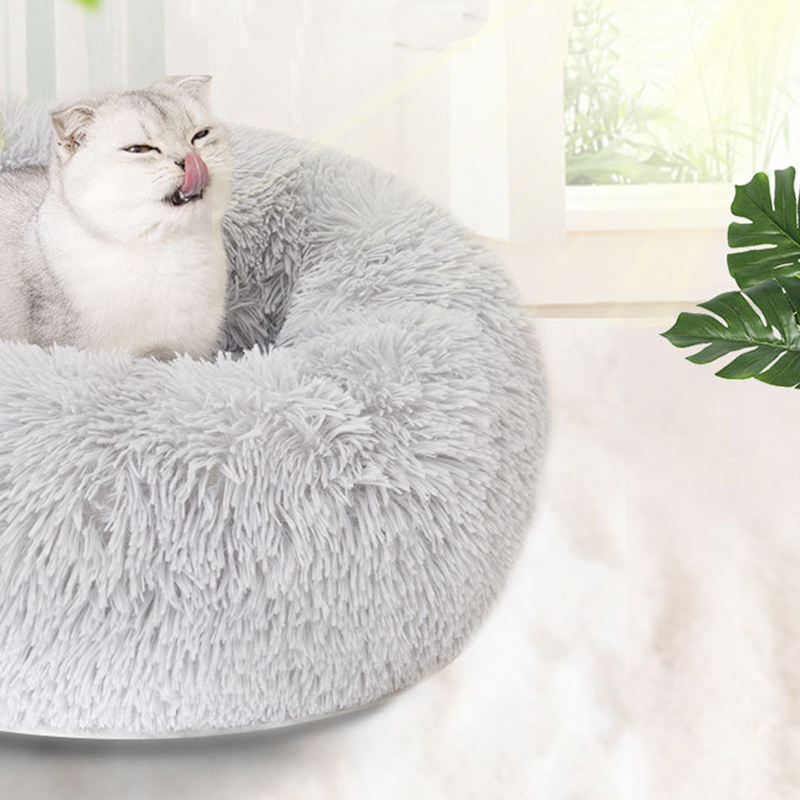 Detachable and Washable Comfy Donut Dog & Cat Beds Warm Bed Pet Round Plush Puppy Beds