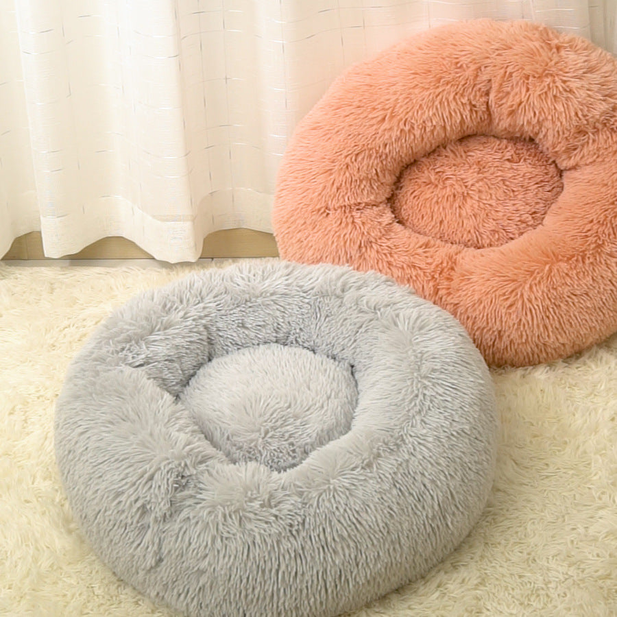 Detachable and Washable Comfy Donut Dog & Cat Beds Warm Bed Pet Round Plush Puppy Beds