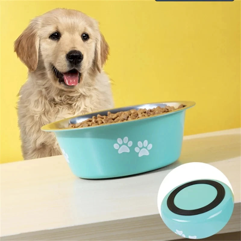 Non-Slip Stainless Steel Dog Bowls (2-Pack) with Silicone Base, Durable Food & Water Bowls for Medium & Large Dogs – Blue & Grey