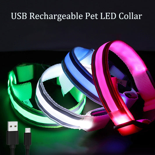 Light Up Dog Collar, LED Dog Collar Lights for the Dark, Rechargeable and Waterproof Flashing Dog Collars with 3 Glowing Modes, Adjustable Pet Collar for Small/Medium/Large Dog