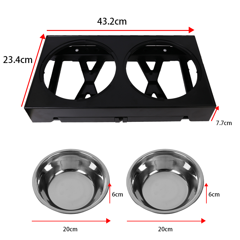 Elevated Dog Bowls 5 Height Adjustable Stand Raised dog bowl with Double Stainless Steel Bowls for Small Medium Large Dogs - Black