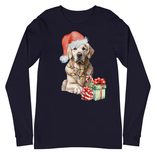 Unisex Long Sleeve Christmas Tee – Golden Retriever Design