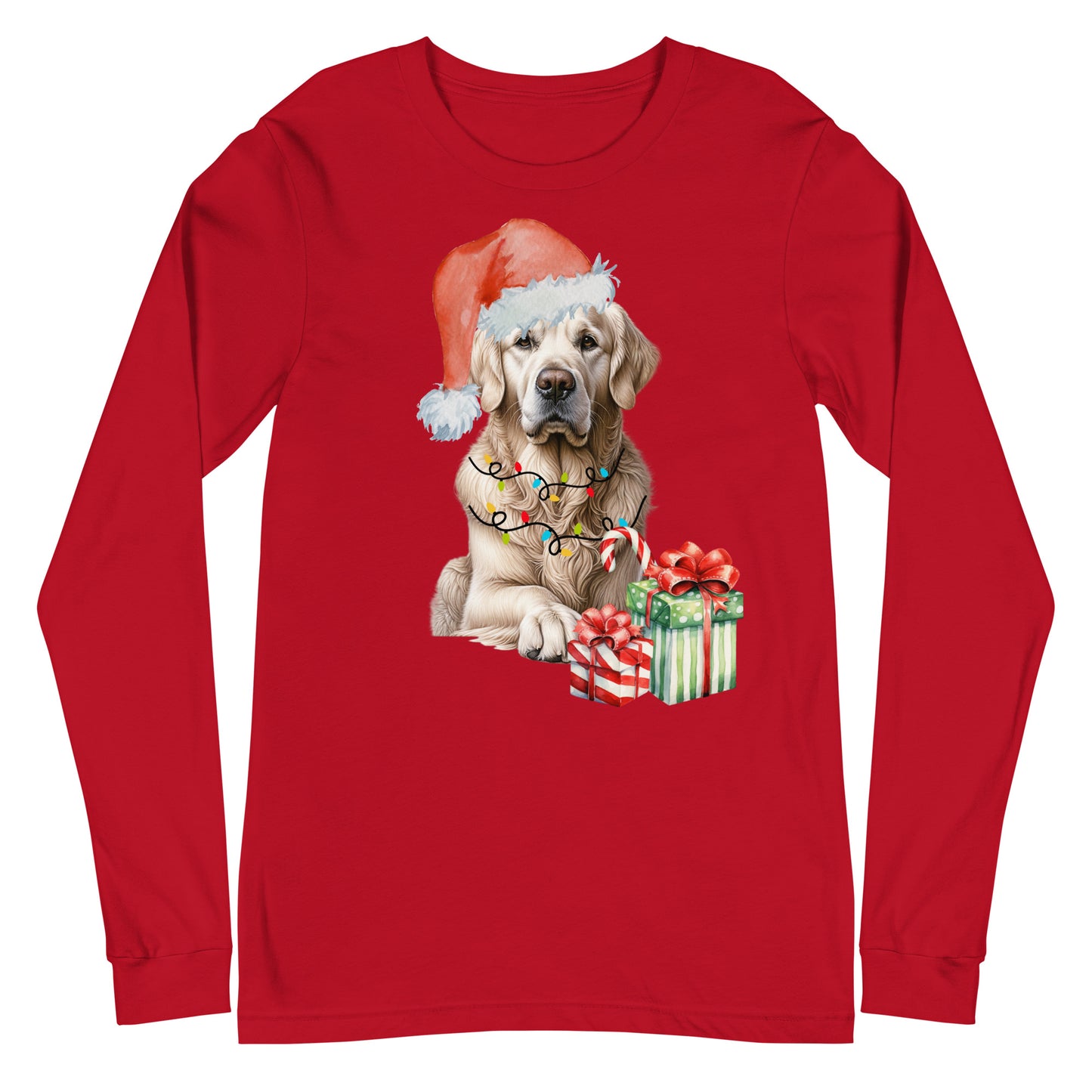 Unisex Long Sleeve Christmas Tee – Golden Retriever Design